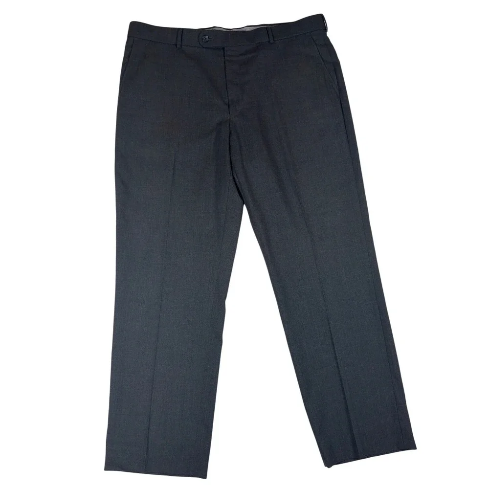 Ballin Mens Super 120s Wool Dress Pants Charcoal Gray Flat Front Size 38x30